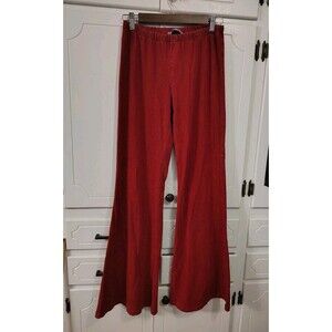 Chatoyant Red Mineral Wash Flare Leg Yoga Pull On Pants Size Large EUC